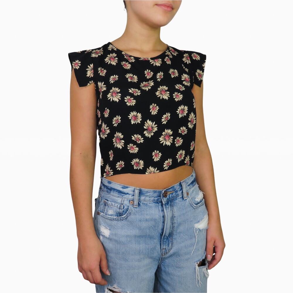 Y2K Vintage B.Jewel Daisy Cap Sleeve Casual Top Small